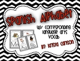 Spanish Alphabet Cards with Language Arts Vocabulary