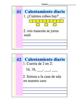 Preview of Second Grade Spanish Daily Warm-up #1 (Calentamiento Diario #1) PDF version