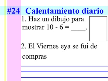Preview of Second Grade Spanish Daily Warm-up #1 (Calentamiento Diario #1)