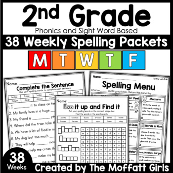Preview of Second Grade Spelling Curriculum (Phonics & Sight Word Based) 38 Weeks