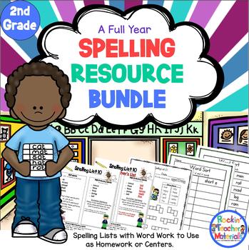 Preview of Second Grade Spelling Resource Bundle - Lists and Activities for the Entire Year