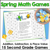Spring Math Center Games - 2nd Grade Addition, Subtraction