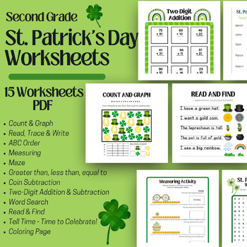 Preview of Second Grade St. Patrick's Day Workbook