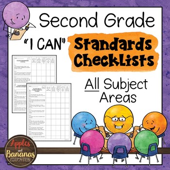Preview of Second Grade Standards Checklists for All Subjects  - "I Can"