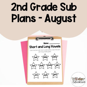 Preview of Second Grade Sub Plans for August | No prep emergency sub plans