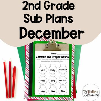 Preview of Second Grade Sub Plans for December | No Prep Sub Plans