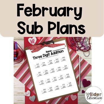 Preview of Second Grade Sub Plans for February | No Prep Sub Plans