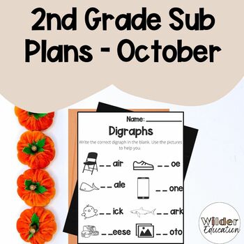 Preview of Second Grade Sub Plans for October | No Prep Sub Plans