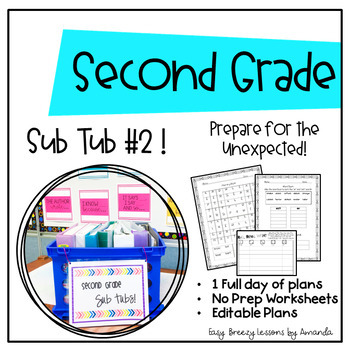 Preview of Second Grade Sub Tub #2! Full Day! (No Prep Substitute Plans)