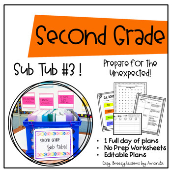 Preview of Second Grade Sub Tub #3! Full Day! (No Prep Substitute Plans)