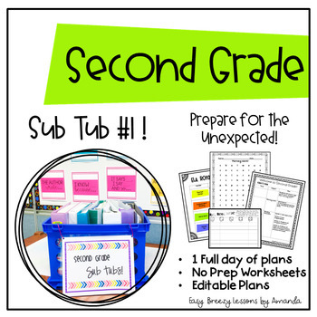 Preview of Second Grade Sub Tub #1! Full Day! (No Prep Substitute Plans)