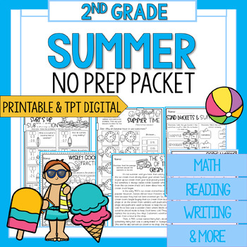 Preview of Second Grade Summer Math and Reading Worksheets | Summer Packet