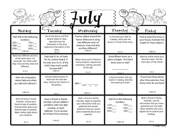 Second Grade Summer Packet (Common Core Aligned) by Mrs Fielding's ...