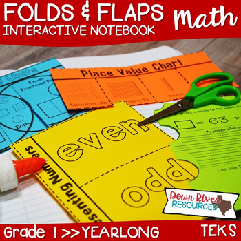Preview of Second Grade TEKS Interactive Math Notebook Folds & Flaps