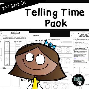 Preview of Second Grade Telling Time Resource Pack  (EDITABLE!, Standards Aligned)