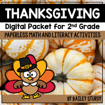 Preview of 2nd Grade Thanksgiving Math and Literacy Digital Packet