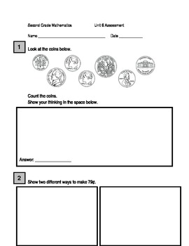 second grade time and money assessment by math coach tpt