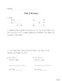Second Grade Unit 2 Everyday Math Test Review