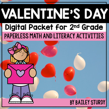 Preview of 2nd Grade Valentines Day Math and Literacy Digital Packet