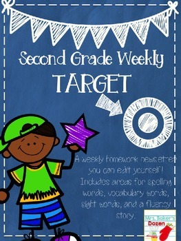 Preview of Second Grade Weekly Editable Homework Newsletter