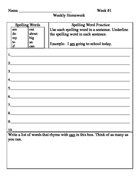 free 2nd grade weekly homework packet pdf