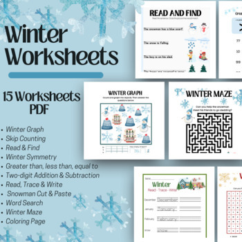 Preview of Second Grade Winter Workbook, Homeschool, Worksheets, Seasonal