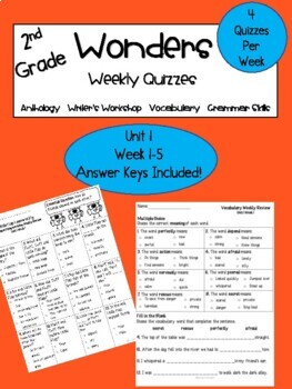 Second Grade Wonders Weekly Quizzes- Growing Bundle by ...