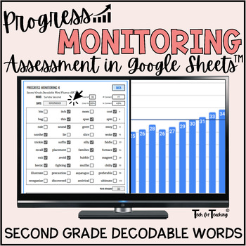 Preview of Phonics Assessment for Decodable Word Progress Monitoring - Second Grade Words