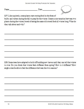 Second Grade Writing Prompts for Seasons by Bryan Cohen | TPT