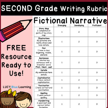 Preview of Second Grade Writing Rubric - Narrative - Free!