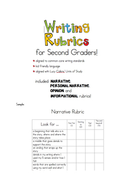 Preview of Second Grade Writing Rubrics!