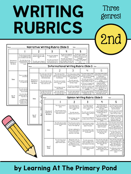 Preview of Second Grade Writing Rubric Set - Narrative, Informational, and Opinion Genres