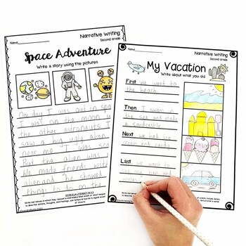 second grade writing worksheetsprompts bundle opinion narrative