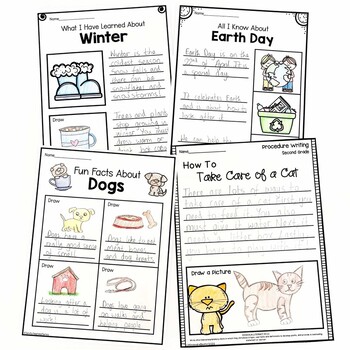 second grade writing worksheetsprompts bundle opinion narrative