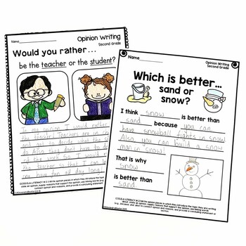 second grade writing worksheetsprompts bundle opinion narrative