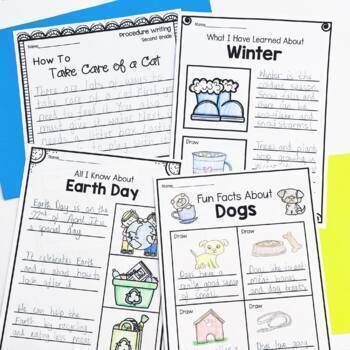 second grade writing worksheetsprompts bundle opinion