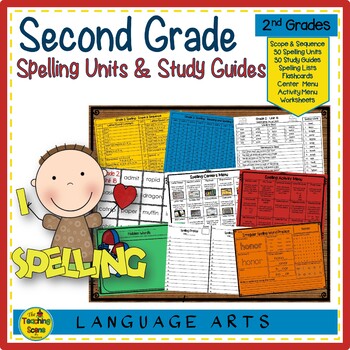 Preview of Second  Grade Year Long Spelling Curriculum:  Units, Study Guides & Activities