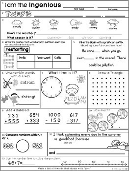 Second Grade-going into Third Grade-Morning Work (Summer Review Work)