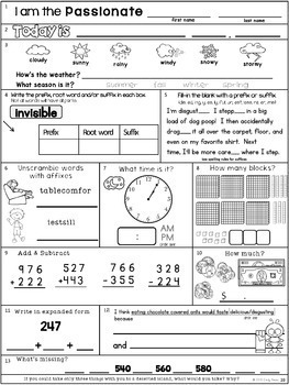 Second Grade-going into Third Grade-Morning Work Summer Review by Emily ...