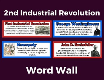 Preview of Second Industrial Revolution Word Wall - w/images - red and blue