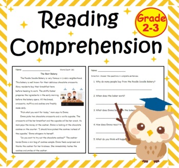second third grade reading comprehension passage worksheet printable digital
