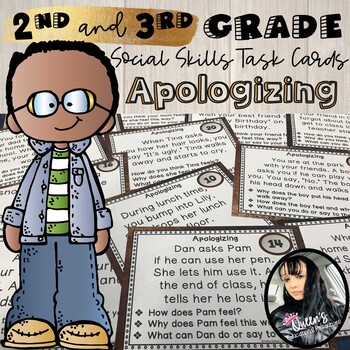 Preview of Second and Third Grade Social Skills Task Cards - APOLOGIZING (20 cards)