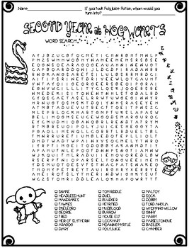 harry potter themed word searches 2nd 3rd years at hogwarts tpt