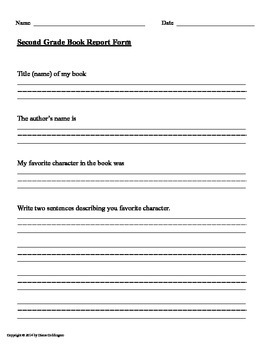 book report 2nd grade printable