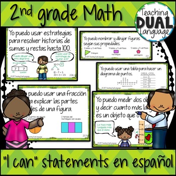Preview of Second Grade Math "I can" Posters and Sentence Strips- SPANISH