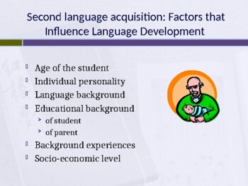 Preview of Second language acquisition: Factors that Influence Language Development PD PPT