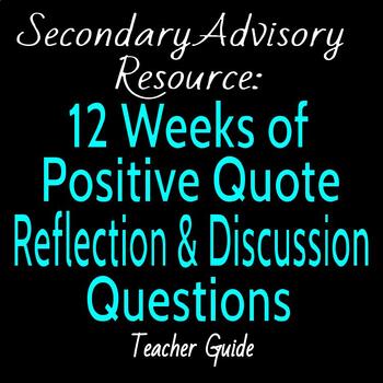 Preview of Secondary Advisory Resource: 12 Weeks of Positive Quote Reflection & Discussion