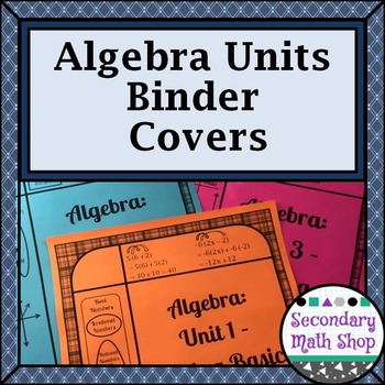 Preview of Secondary Algebra Binder Covers (Editable!!!  11 Units!!!)
