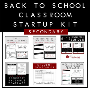 Preview of Secondary Back to School Classroom Startup Kit