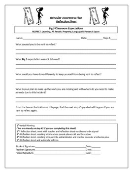 Preview of Secondary Classroom Management: Student Reflection Sheet and Teacher Log